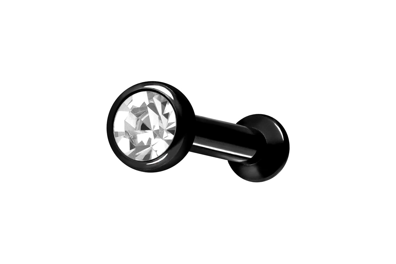 Titan Triple Piercing Mini Labret mit Innengewinde FLAT-DISC + KRISTALL